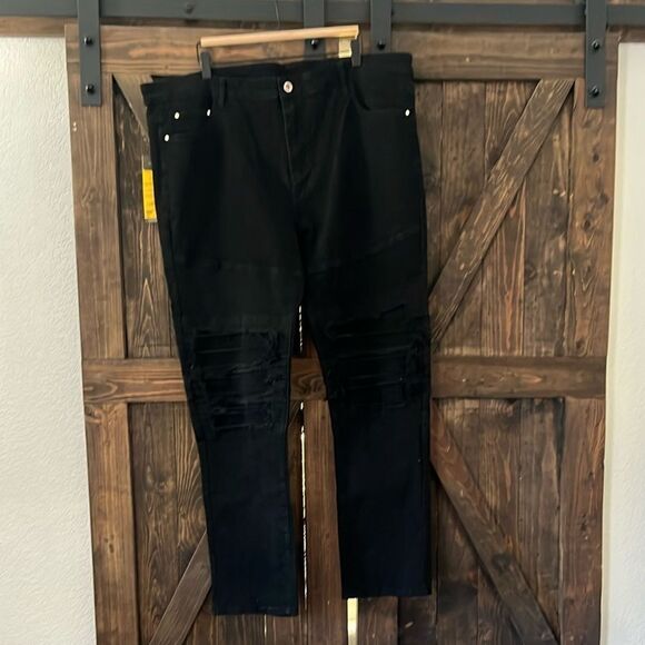 RXXKKK Men's Classic Regular Fit Zipper Fly Biker Jeans - Picture 3 of 16